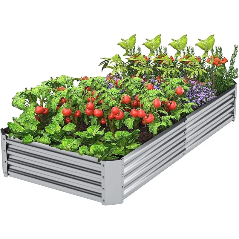 

Galvanized Raised Garden Bed,Planter Boxes Outdoor,Large Metal Garden Bed Planter Box for Vegetables, Fruits, Flower(6×3×1ft)