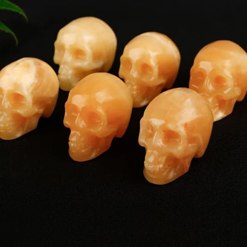 1pc High quality Multi-material Yellow calcite Citrine Skull, Ideal Choice for Desktop Decoration, Perfect Bedroom Decor