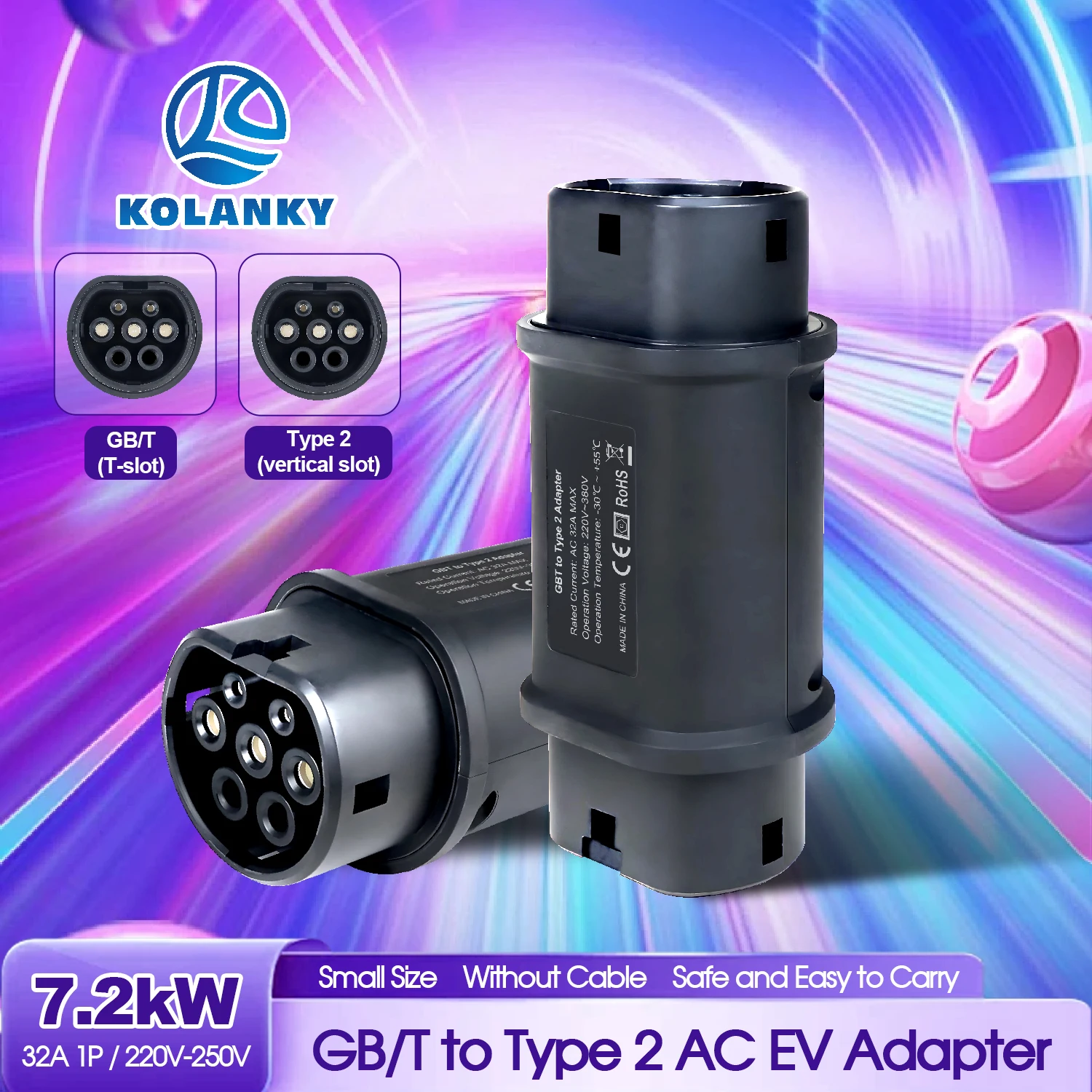 Kolanky GBT to Type 2 EV Charger Converter Adapter 16A 32A for EVSE Charging GB To IEC 62196 Type2 Standard EV Charger Adaptor