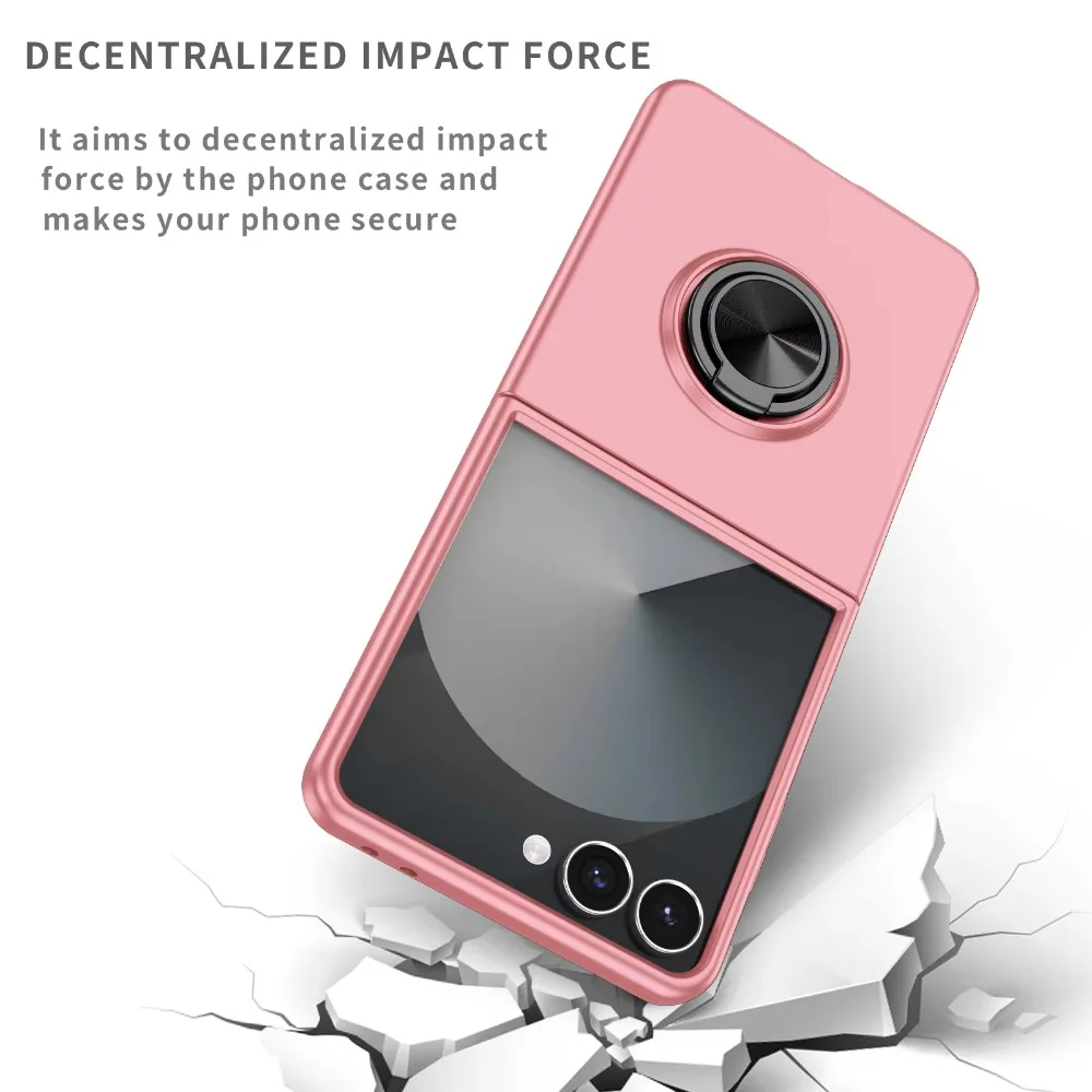 Fashion Protective Case For Samsung Z Flip 8 7 FE 6 5 Invisible Metal Plate Magnetic Car Mount Rotating Stand Anti-scratch Cover - view 5