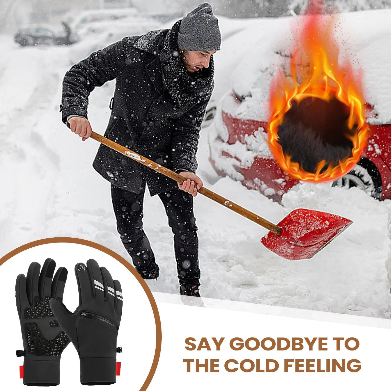Rechargeable Heated Gloves Three Temperature Settings Touchscreen Heated Warm Sports Outdoor Gloves With Pockets Mittens