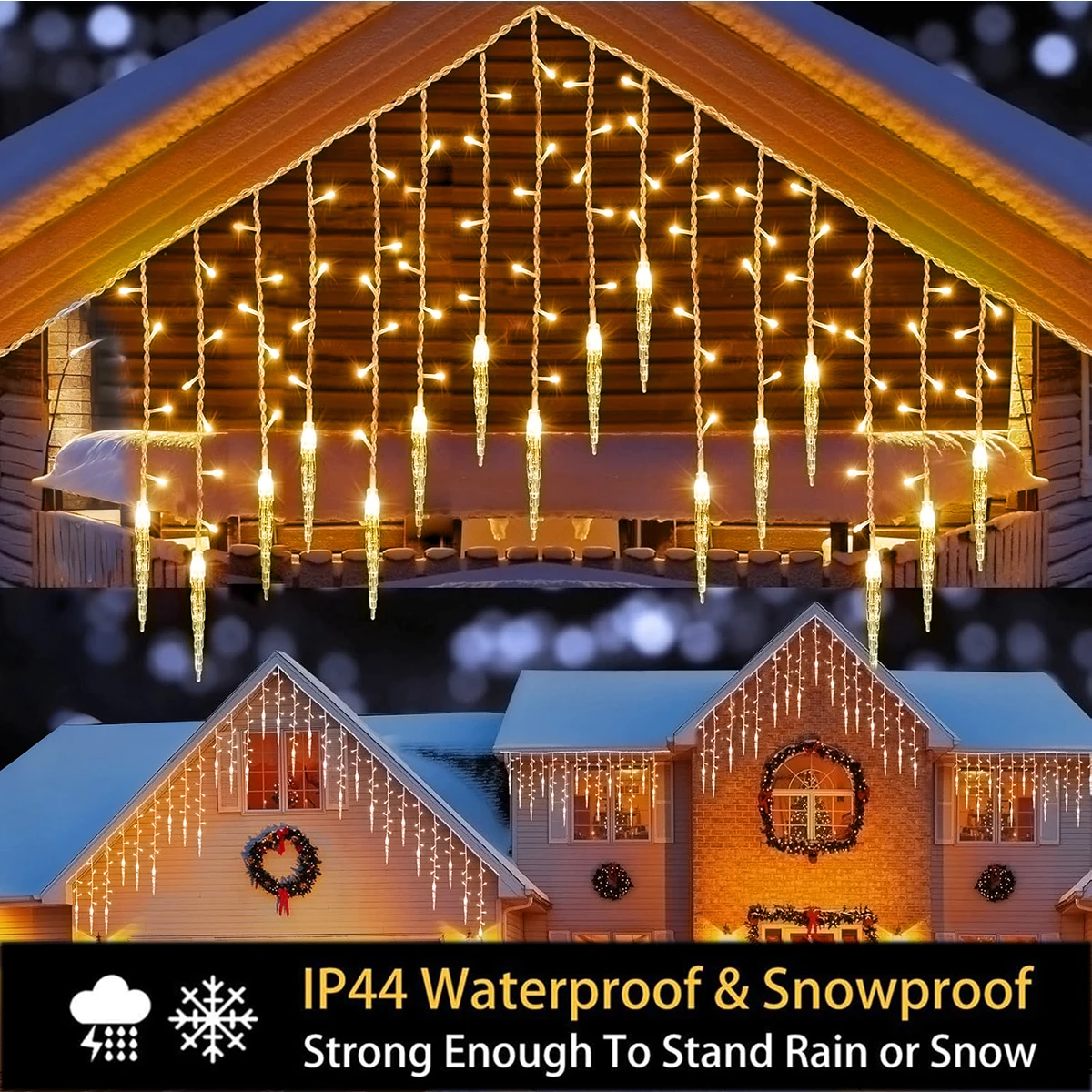 1 قطعة تعمل بالطاقة الشمسية 96LED جليد سلسلة أضواء عيد الميلاد الستار ضوء 8 طرق الإضاءة مثالية للداخلية في الهواء الطلق تزيين في العطلة