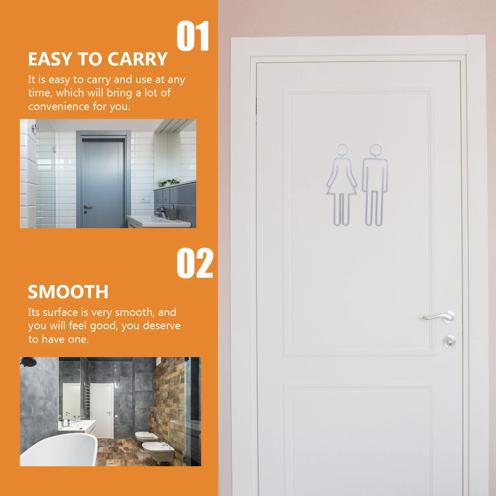 

Toilet Sign Men Women Washroom Identification Plate Durable Bathroom Door Label For Public Restroom Directional Indicator