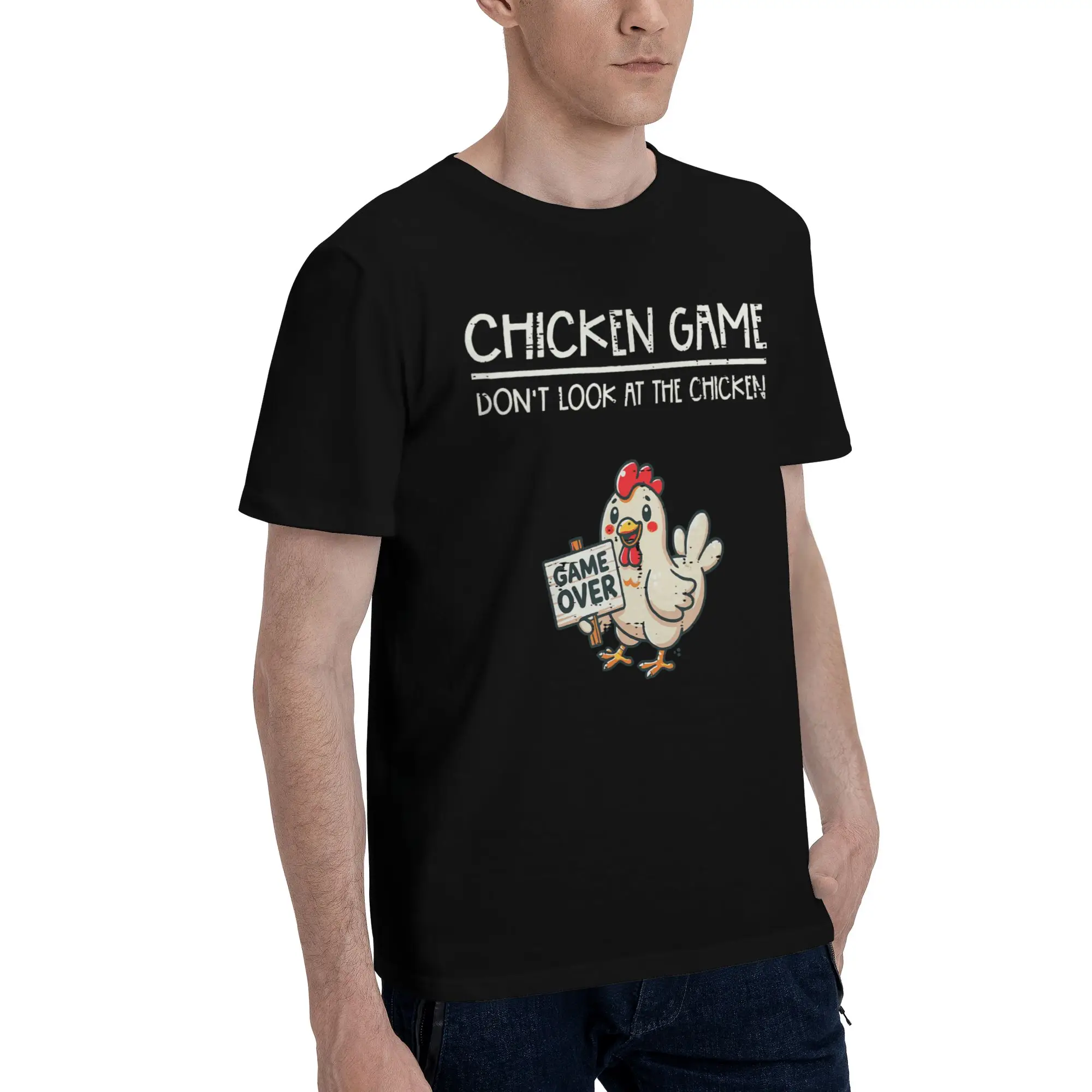 Mens Womens Chicken Game Dont Look At The Chicken T Shirt Cotton Graphic Printing Tee Shirts  Top Clothing