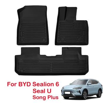 RHD 자동차 바닥 매트, BYD 씰리온 6 도장 U 송 플러스 DM-i EV 2024 2025 트렁크 매트, 등받이 쿠션, 미끄럼 방지 발 패드, 카고 라이너