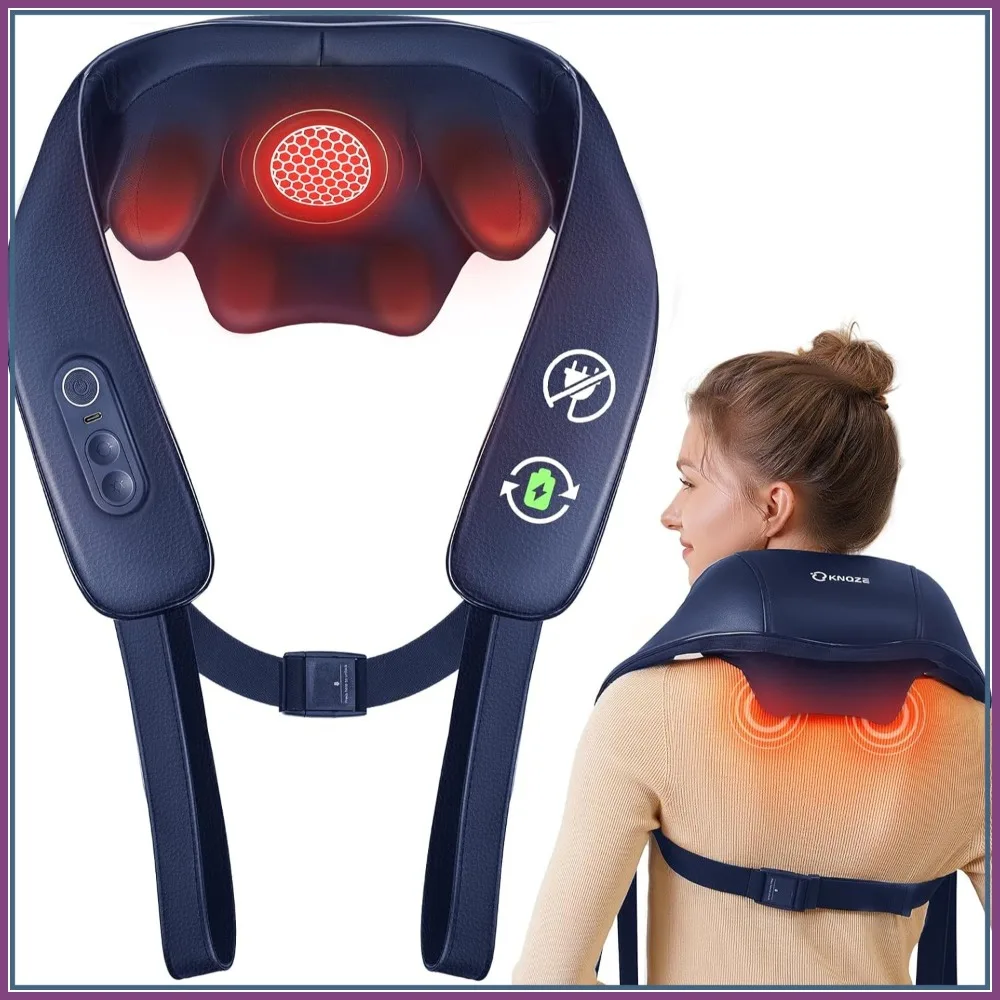 

Neck and Shoulder Massager with Heat, Cordless 4D Shiatsu Deep Kneading for Pain Relief, Gift for Dad Mom