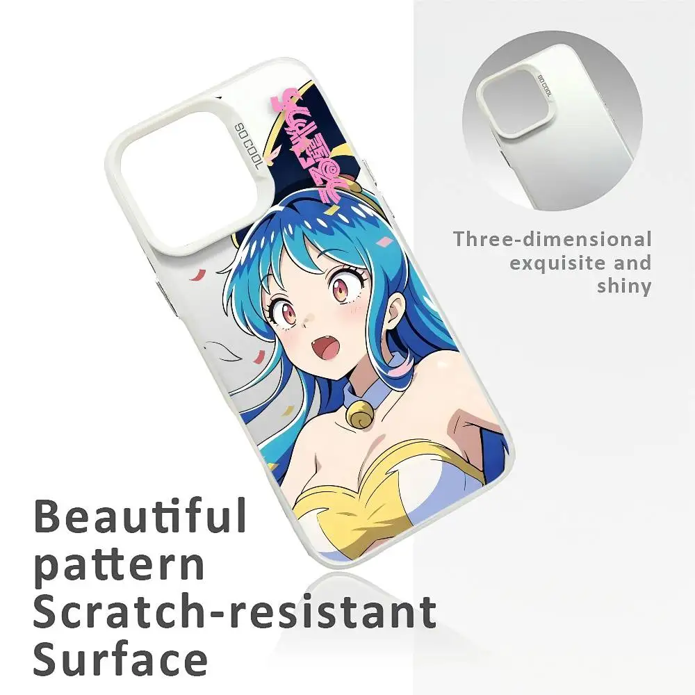 Urusei Y-yatsura حافظة هاتف لطيفة لهاتف آيفون 16 15 14 13 12 11 Plus Pro Max متعدد الألوان غطاء ليزر أورورا مقاوم للصدمات Funda