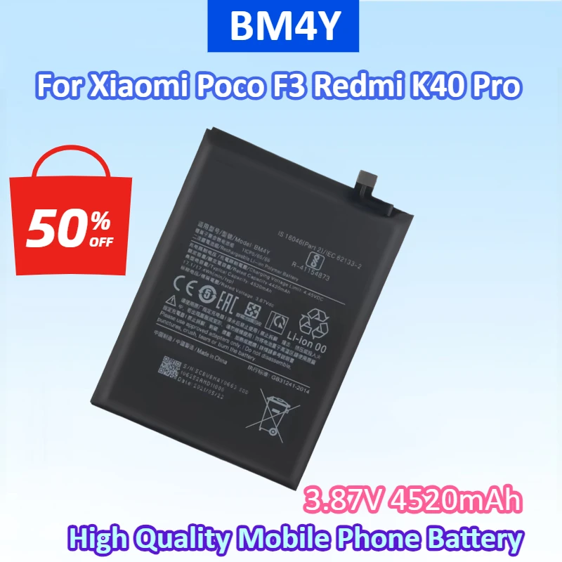 Newest BM4Y 3.87V 4520mAh Li-polymer Rechargeable Battery for Xiaomi Poco F3 Redmi K40 K40 Pro High Quality Mobile Phone Battery