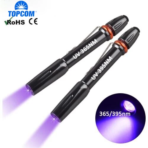 

TopCom 365nM 395nM LED UV Penlight 3W Ultra Violet Pen Flashlight Portable Ultraviolet Pen Light With Clip For Money Detect