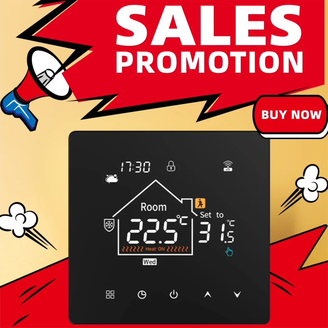 

Умный термостат Wi-Fi, регулятор температуры Tuya Smart Life для подогрева пола, электрический/водяной газовый котел, работает с Alexa Alice