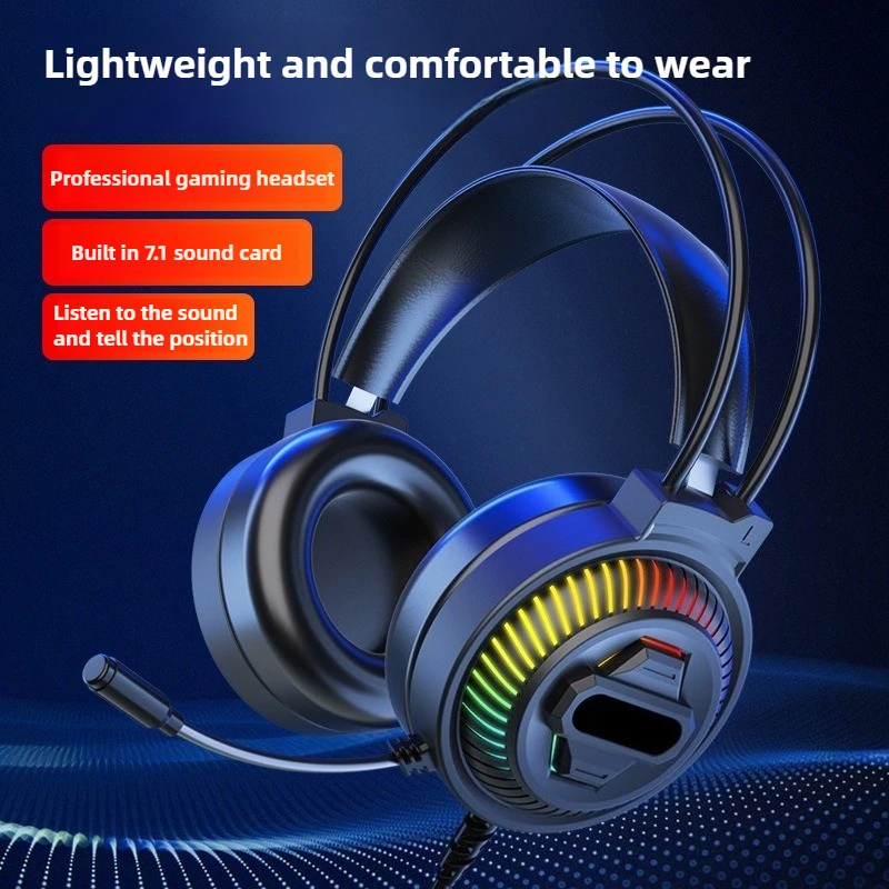 

Gaming Headset with Microphone 50mm Driver Unit Noise Reduction Comfortable Ear Pad RGB Light Effect USB/3.5mm Dual Interface