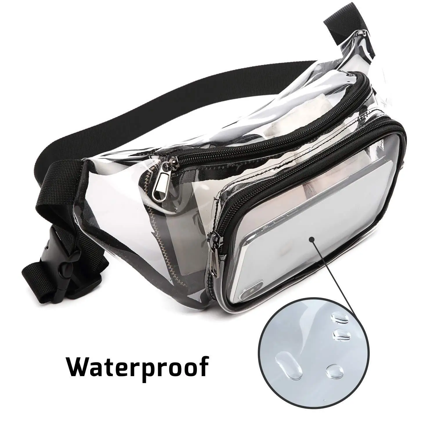 

Women Pvc Waist Belt Bag Fanny Pack Hip Bum Bag Clear Transparent Chest Pouch Bag Beach Travel Banana Hip Zipper Running Bag