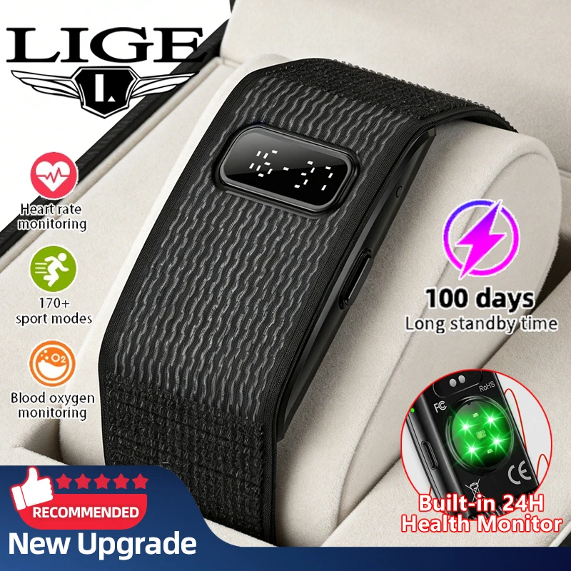 

Умные часы LIGE с новым цифровым экраном для мужчин, 24-часовой мониторинг сердечного ритма, AI-мониторинг здоровья, умный браслет, уведомления о звонках.