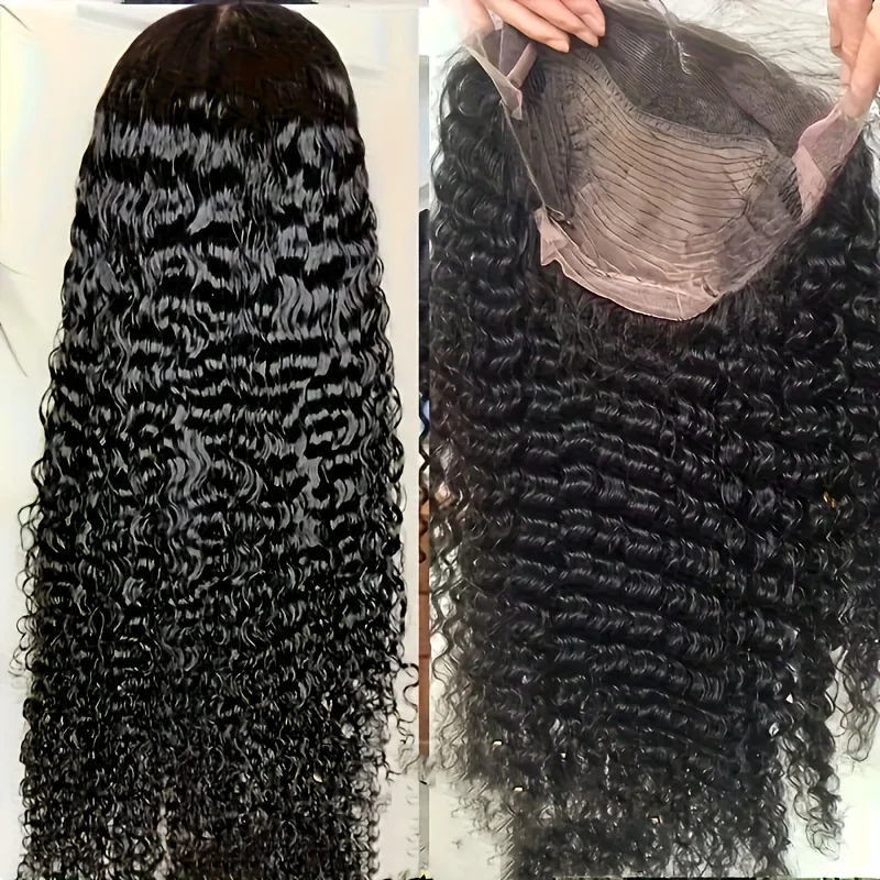 باروكات أمامية من الدانتيل المجعد شعر بشري تم قطعه مسبقًا مع شعر أطفال مموج عميق باروكات دانتيل شفافة عالية الدقة للنساء حتى 8-40 بوصة #4