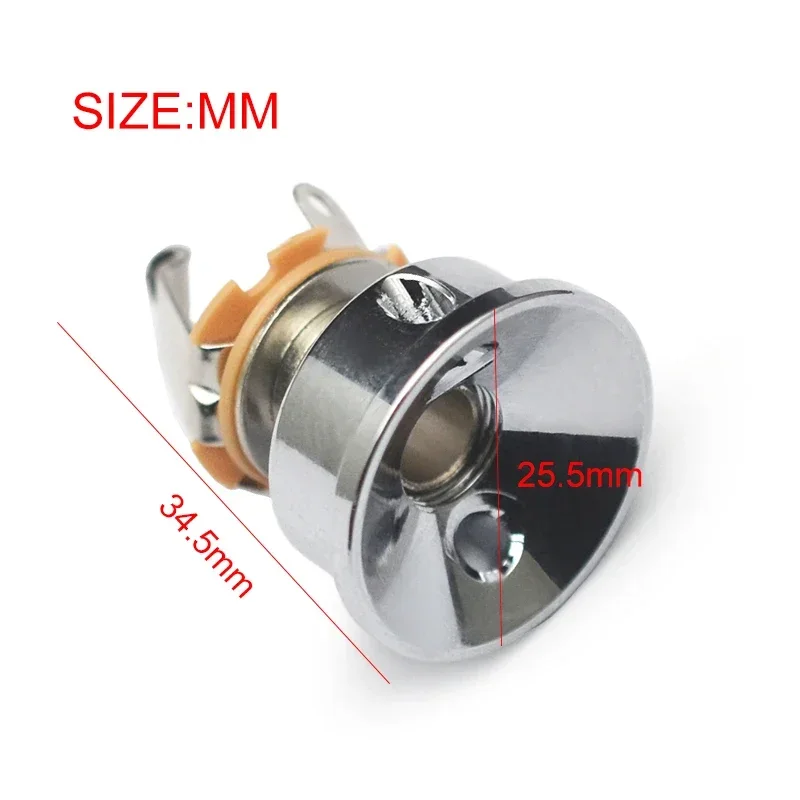 6.35MM Jack Electrosocket Recessed Jack Electric Guitar Socket Jack Plate Holder for Guitar Parts Chrome Color