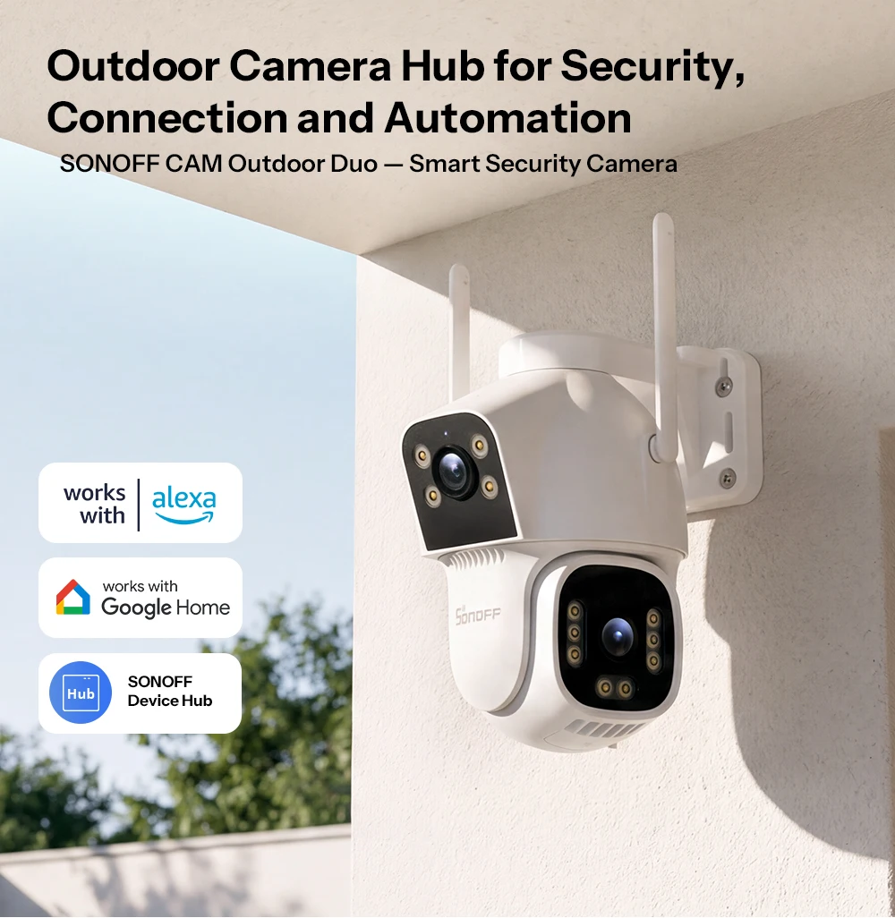 SONOFF CAM Outdoor DUO Outdoor Smart Sicherheitskamera Zigbee Hub Dual 4MP Objektiv Vollfarbige Nachtsicht WiFi & Ethernet CAM-C44HE – Detail 1