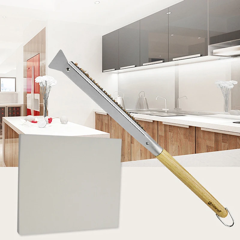 Pizza Oven Brush Wooden Handle Grill Scraper Household Cleaning Brush Pizza Tool For Oven Cleaner