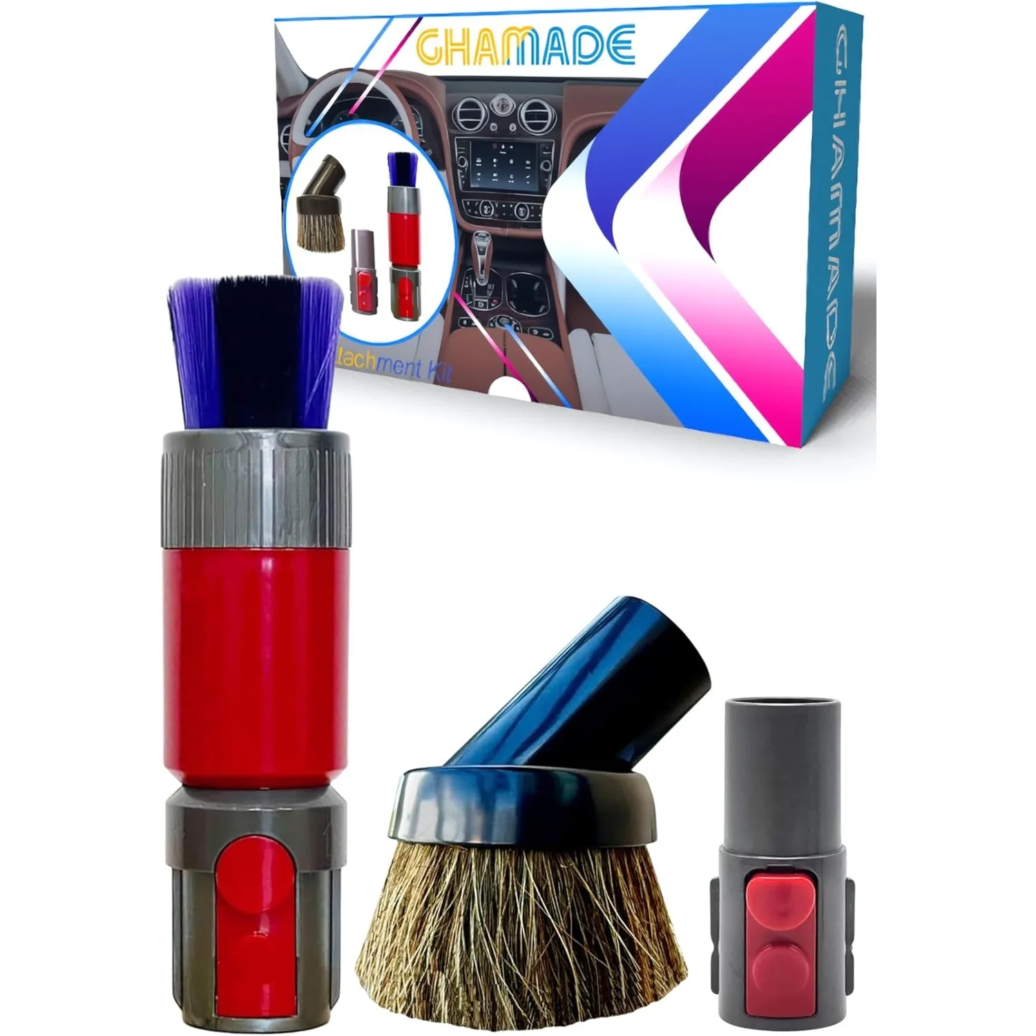 

Vacuum Cleaner Horsehair Dust Brush Attachment Soft Bristle Round Head with 1-1/4" & 1-3/8" Hose Adapter Compatible with Dyson