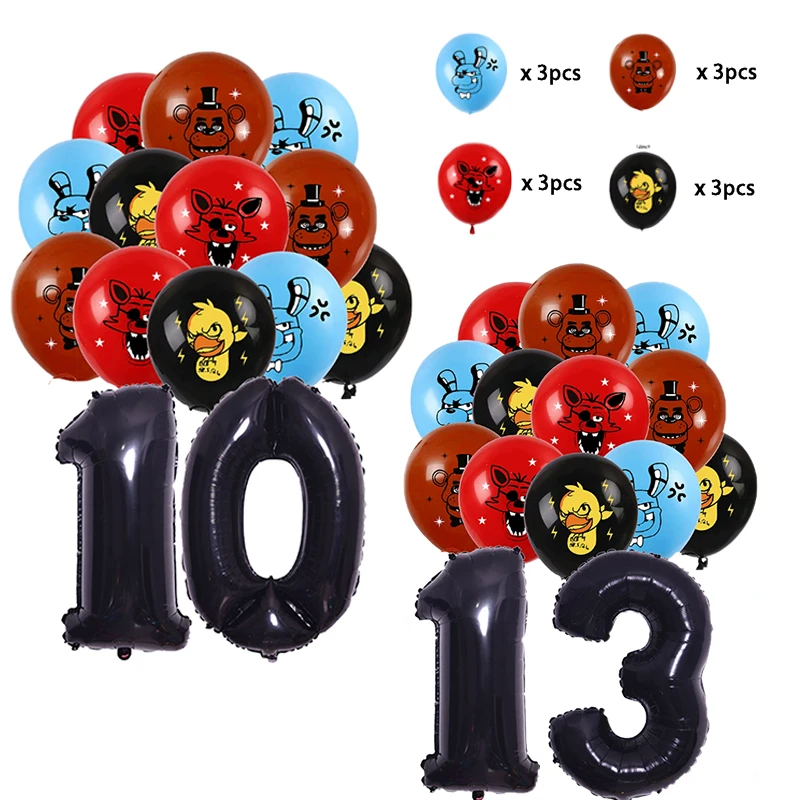 

Five Nights At Freddy's 2 Cartoon Latex Balloons Set Party Decoration Birthday Number Balloon Anime Bear Photography Props Toys