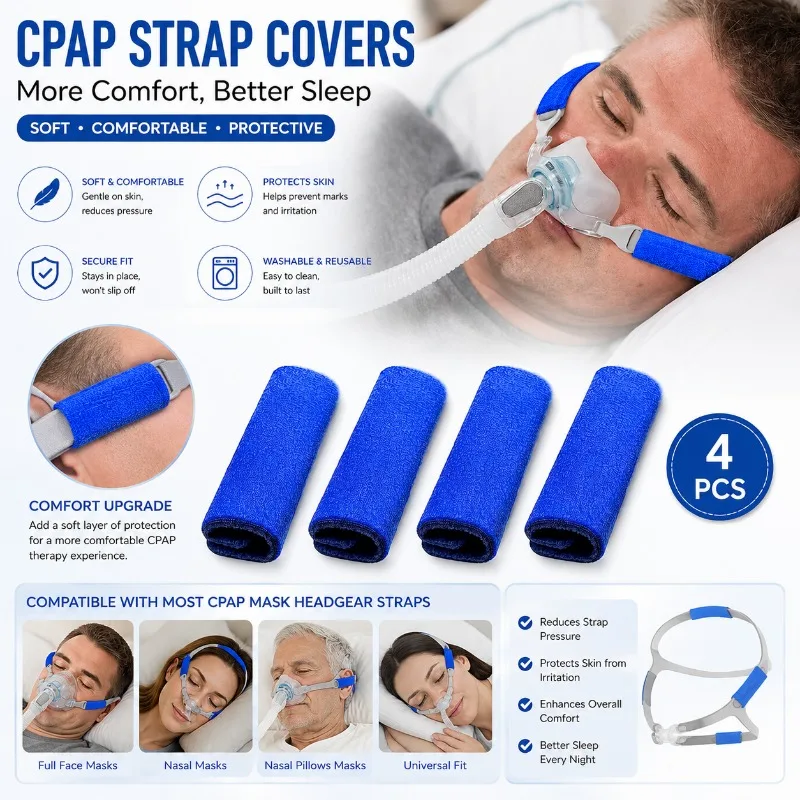 4PCS CPAP Headgear Strap Covers Soft Breathable Headband Pads Reusable Mask Protection Sleeve Comfortable CPAP Accessories Care