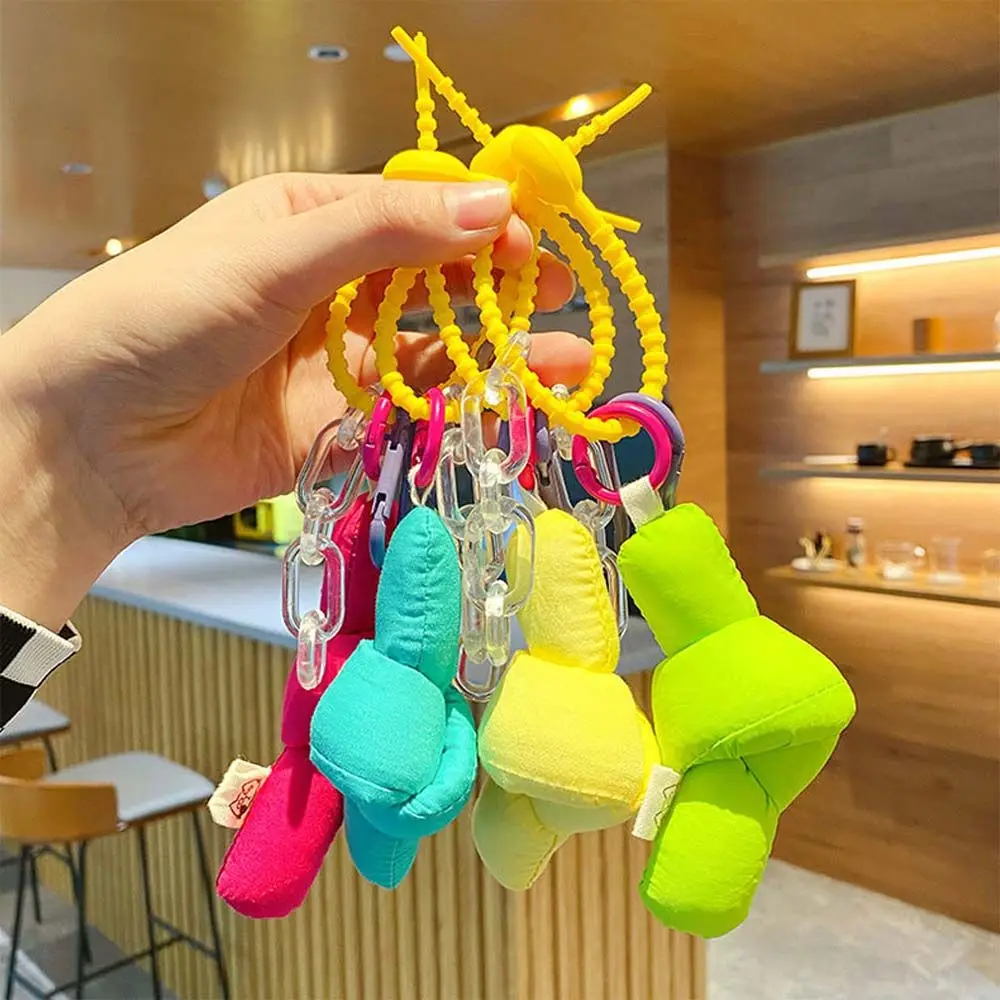 Cute Bag Pendant Candy Color Female Girls Twist Buckle Keychain Bag Ornament Twisted Knotted Keychain Fabric knot KeyRing