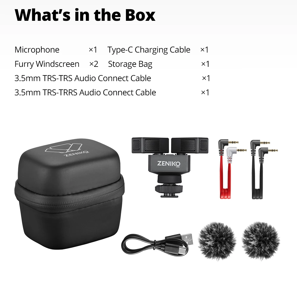ZENIKO OC-D1 Microfono superiore per fotocamera Microfono con puntamento del cuore dal vivo Attrezzatura per la registrazione della radio Stivali caldi e freddi