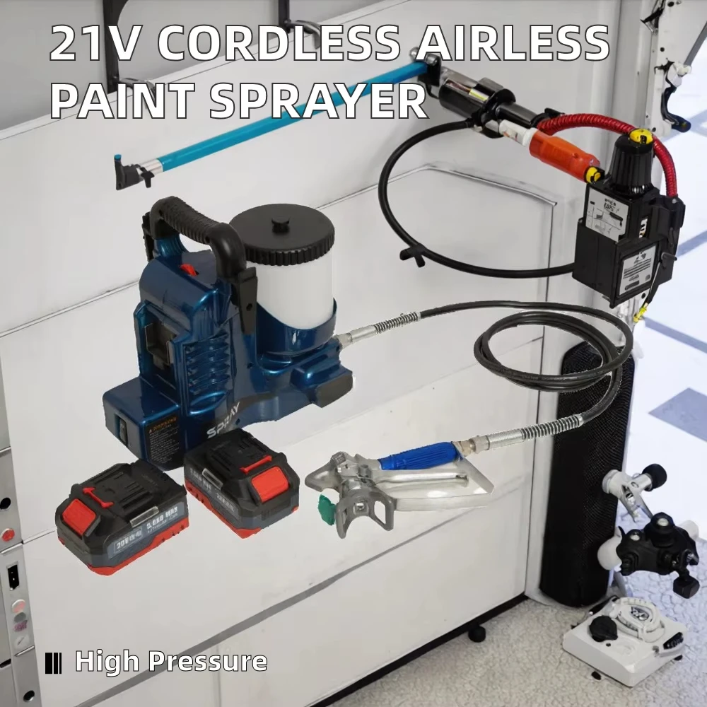 21V Industrial Electric DIY Spray Gun Cordless Quick Spray Airless Paint Sprayer with 21V Battery Operated Power Source