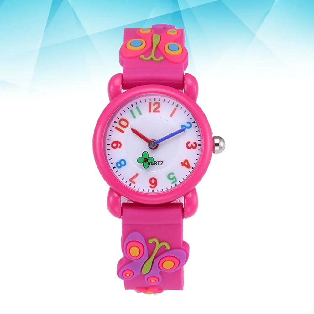 Cuarzo resistente al agua para reloj de pulsera analógico ajustable de dibujos animados 3D reloj rosado reloj de cuarzo