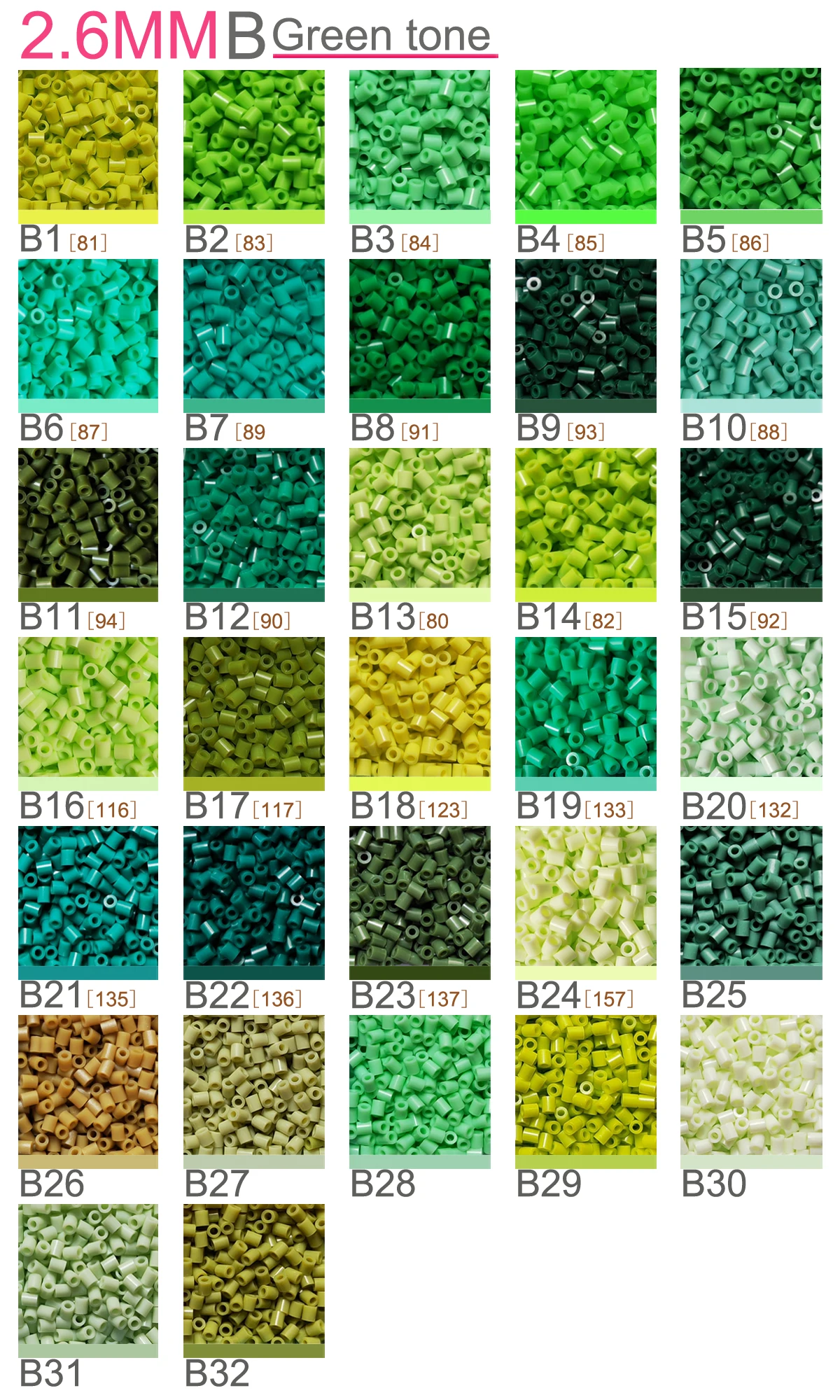 2,6 mm Mini-Perlen, 1000 Stück, grüne Farben, Pixel-Kunst-Sicherung, Perlen für Kinder, Geschenk, Hama-Perlen, DIY-Puzzles, Eisenperlen – Detail 1