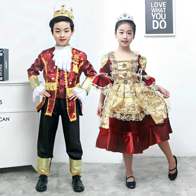 New Children's Princess Dress Prince Performance Costume European Court Set Cinderella Festival Stage Play Costume NMKYDF2025