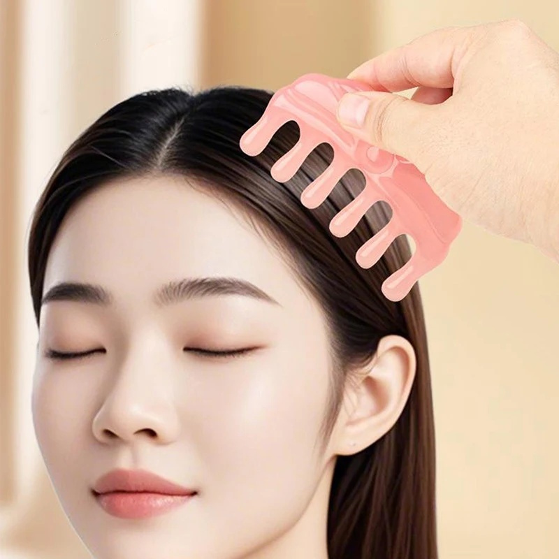 

1pcs Meridians Massage Comb Six Teeth Resin Material Handless Male And Female Scalp Meridians Comb Round Head Comb Teeth Daily
