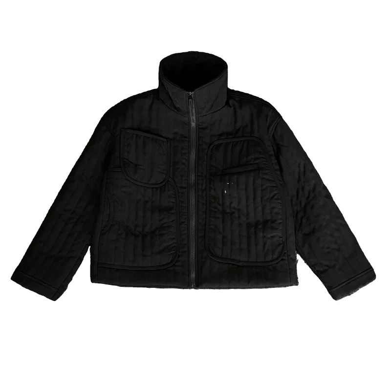 Dark Simple Short Cotton Jacket Fall and Winter Men and Women Casual Loose Stand-up Collar Cotton Jacket Fashion Coat Jackets