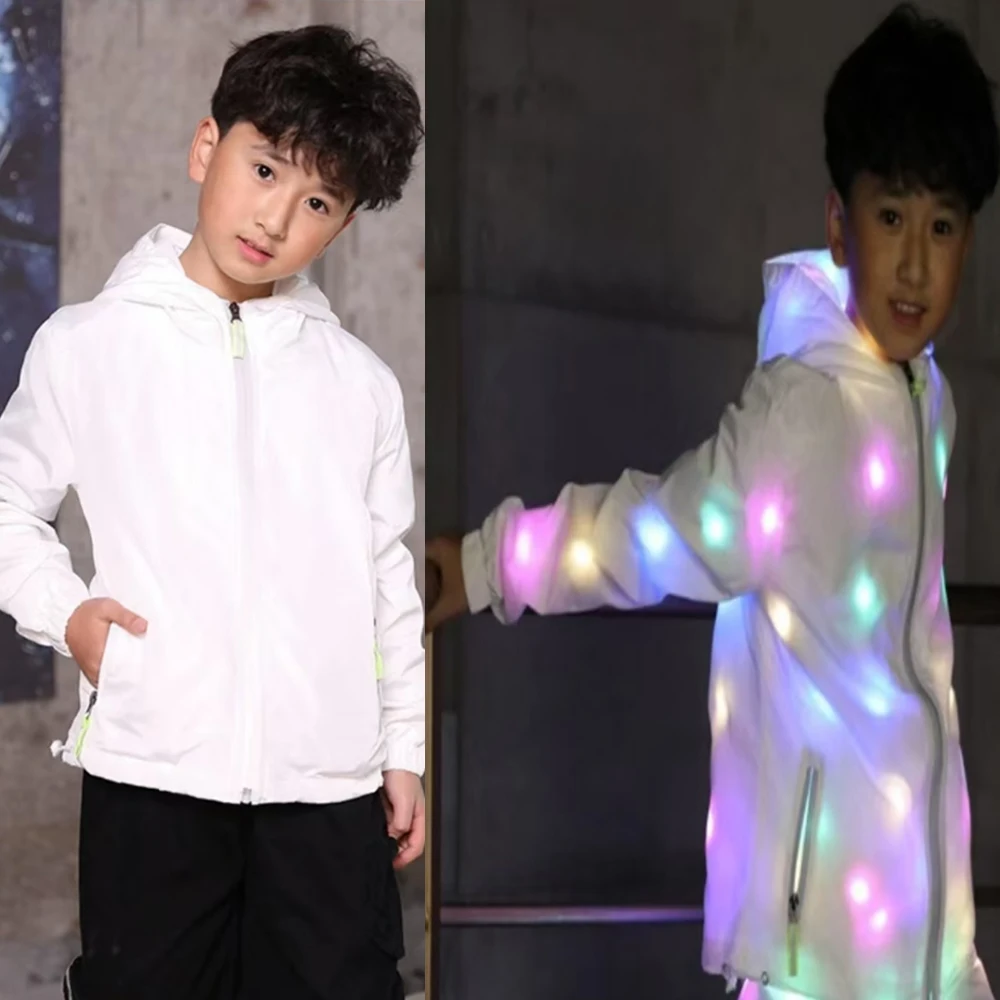 Led Lichtgevende Kleding Kleurrijk Lichtgevend Jasje Kerstfeest Glinsterende Podiumkleding Voor Kinderen