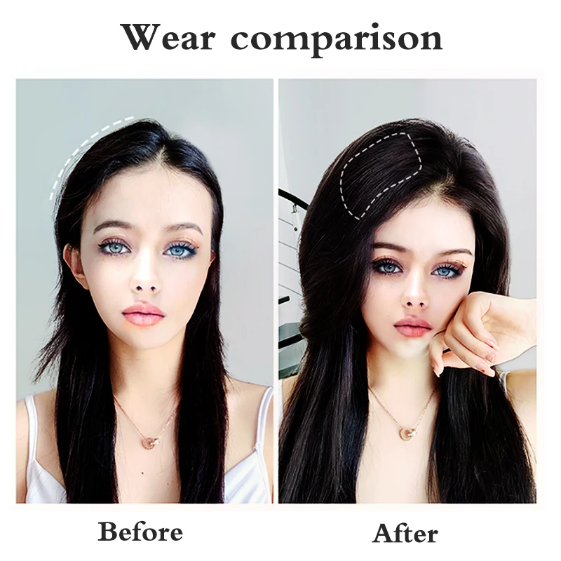 New Concubine Synthetic Invisible Hair Pad built-in Clip-on Hair Extensions Top Wig Woman Natural Black Straight Hairpiece