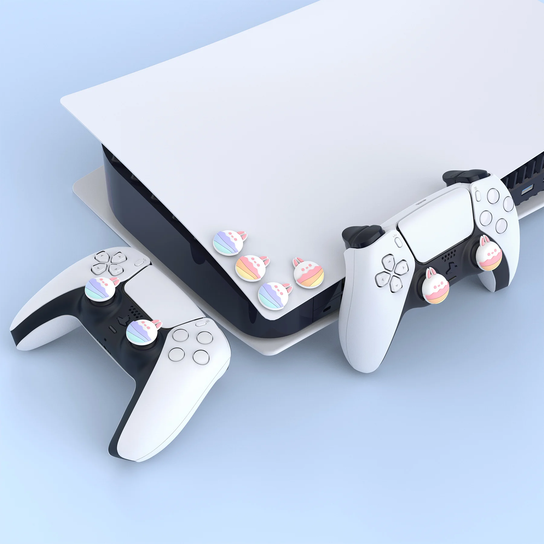 PlayVital lindos agarres de pulgar para ps5/ps4, tapas de palo para Xbox Series X/S y Xbox One, cubierta de Thumbstick para Switch Pro - EasterBunny