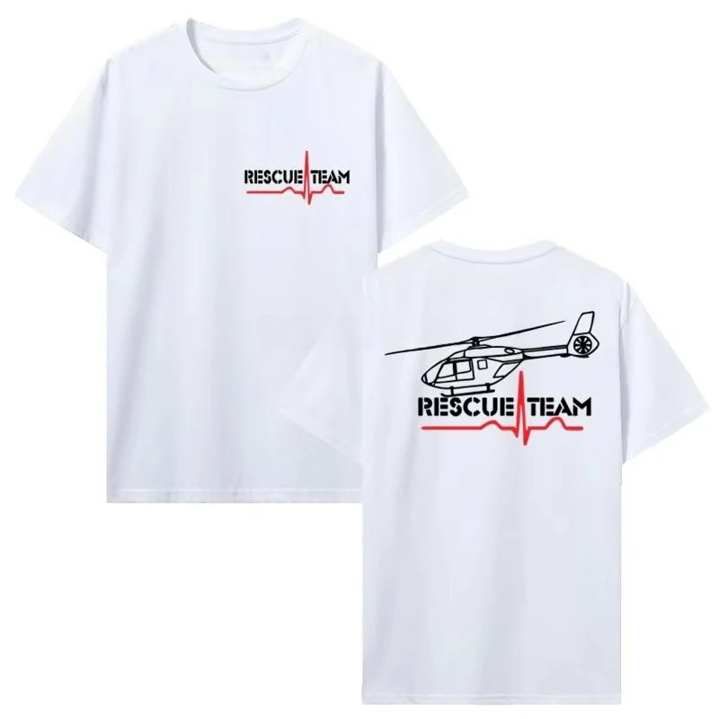 2026 New Summer Fashion Men Cotton T-shirt Air Rescue Ambulance Service Rescue Plane Eurocopter T Shirt Hip H