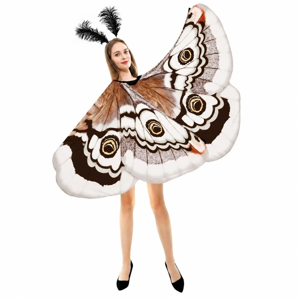 Elegant Polyester Butterfly Wing Shawl with Headpiece DIY Decor Moth Themed Costume Moth Costume Wing Cape Halloween Event