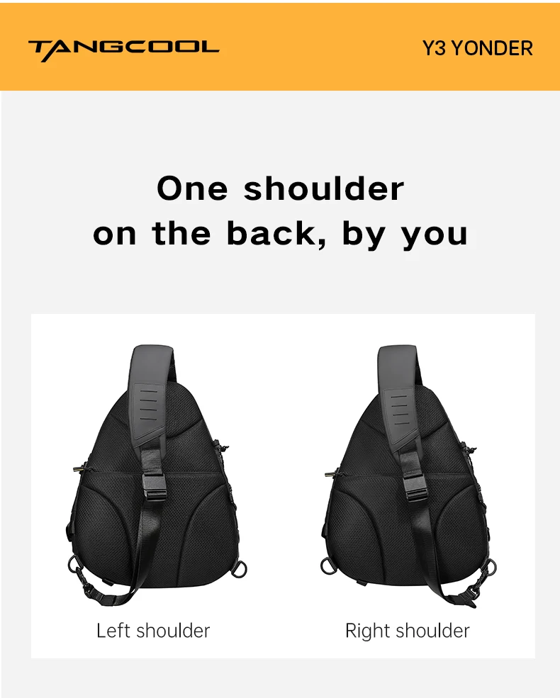 TANGCOOL Umhängetasche für Herren, wasserabweisender Umhängetaschen-Rucksack, große Kapazität, diebstahlsichere Brusttasche für Reisen, Wandern, täglichen Gebrauch – Detail 8