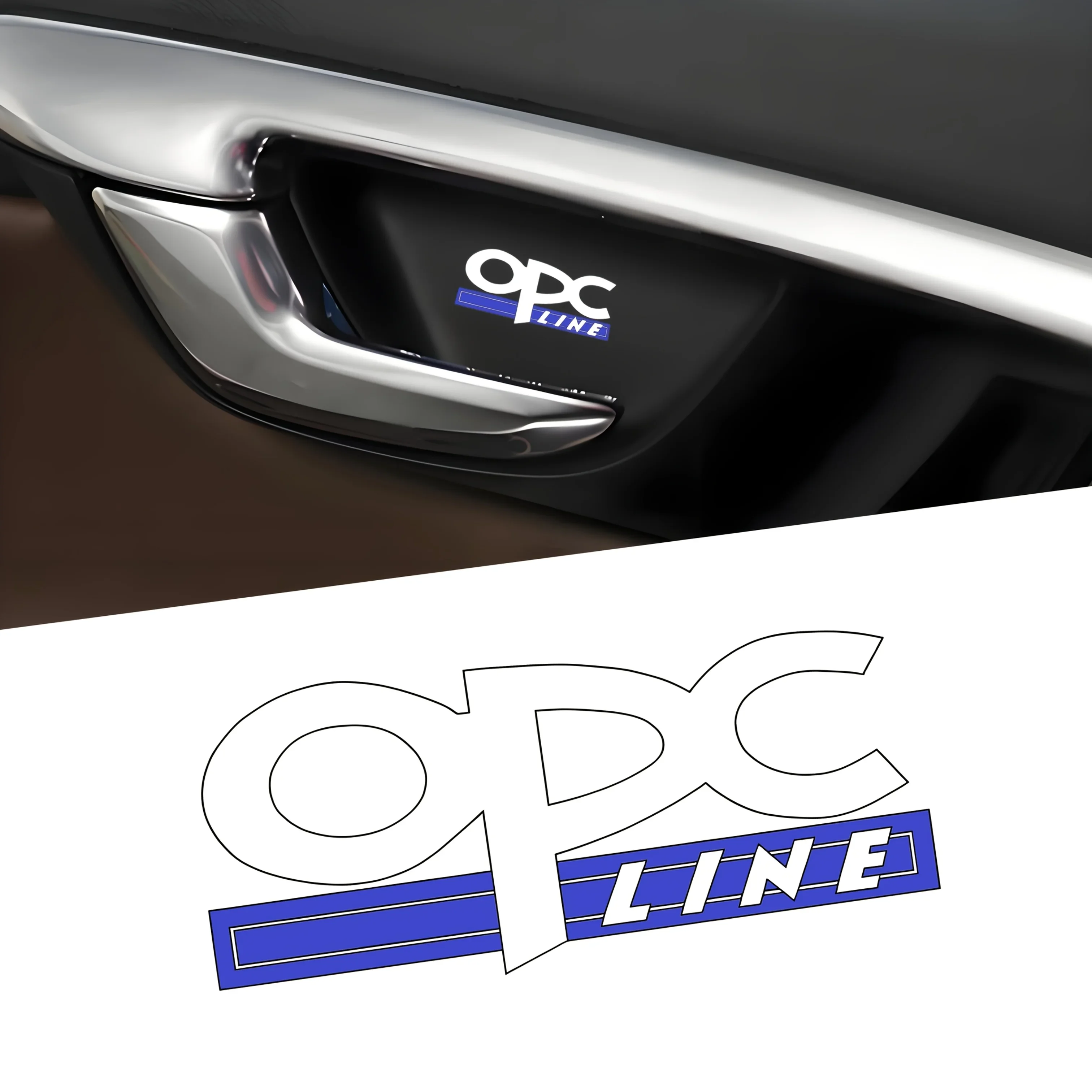 قطعتان من ملصق "OPC Line" لدراجة نارية السيارة، ملصق شعار العلامة التجارية الرياضية، ملحقات التخصيص الخارجية للسيارات #5