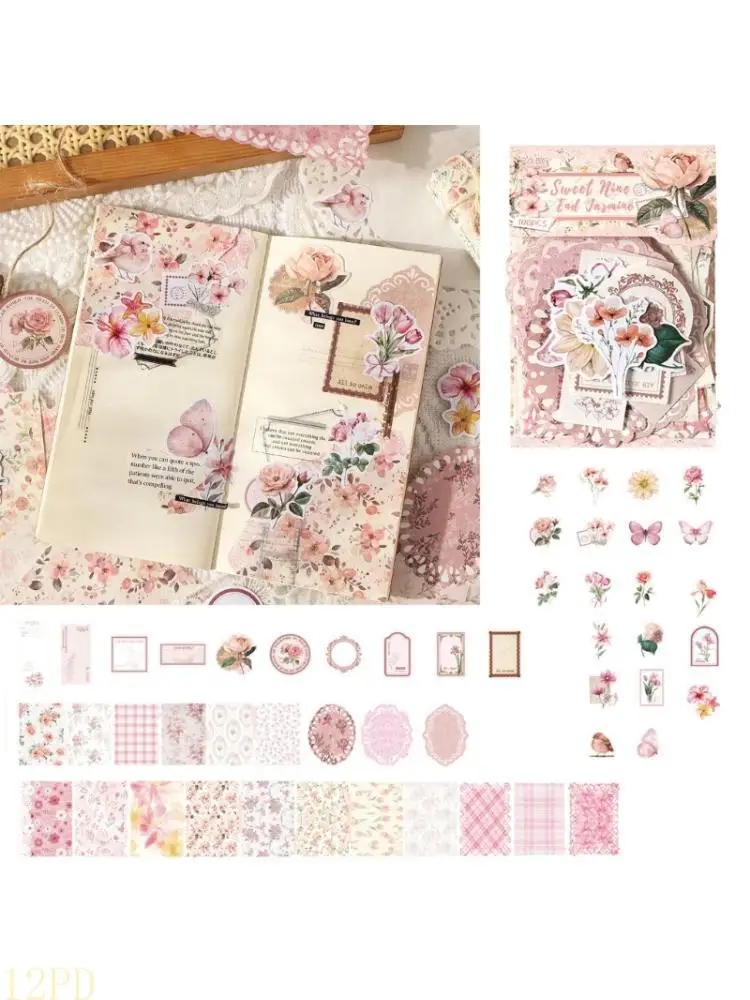 

12PD художественные цветы скрапбук наклейки дизайн для открыток ручной работы ретро вдохновляющий узор и украшение для книги