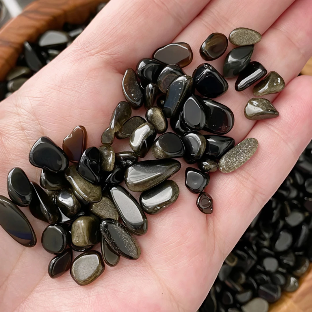 Natural Golden Obsidian Crushed Stone, Garden Decoration, Potted Filler, Vase Filler, Fish Tank Decoration Stone, Gift Giving
