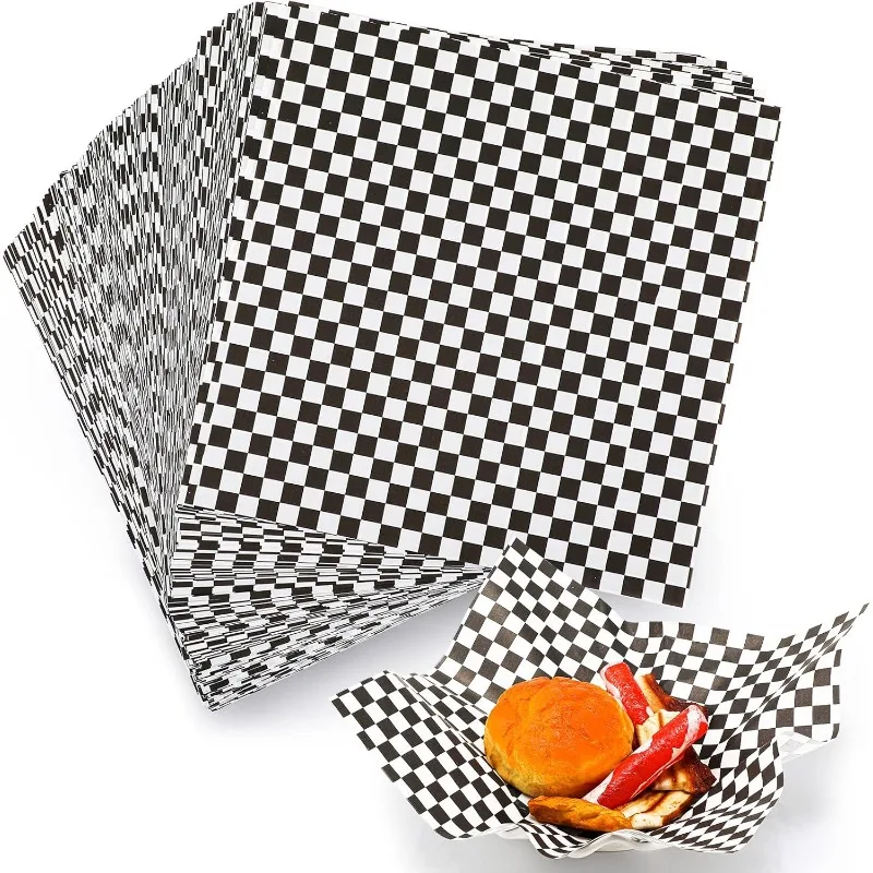 

Sheets for Food 12 x 12 Inch Checkered Dry Waxed Deli Basket Liners for Sandwich Wrapping, Food Baske