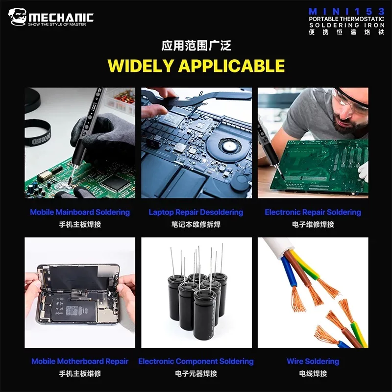MECHANIC MINI153 Portable Thermostatic Soldering Iron 2s Fast Heating Digital Display 200-500°C Fast Charging For Soldering Tool