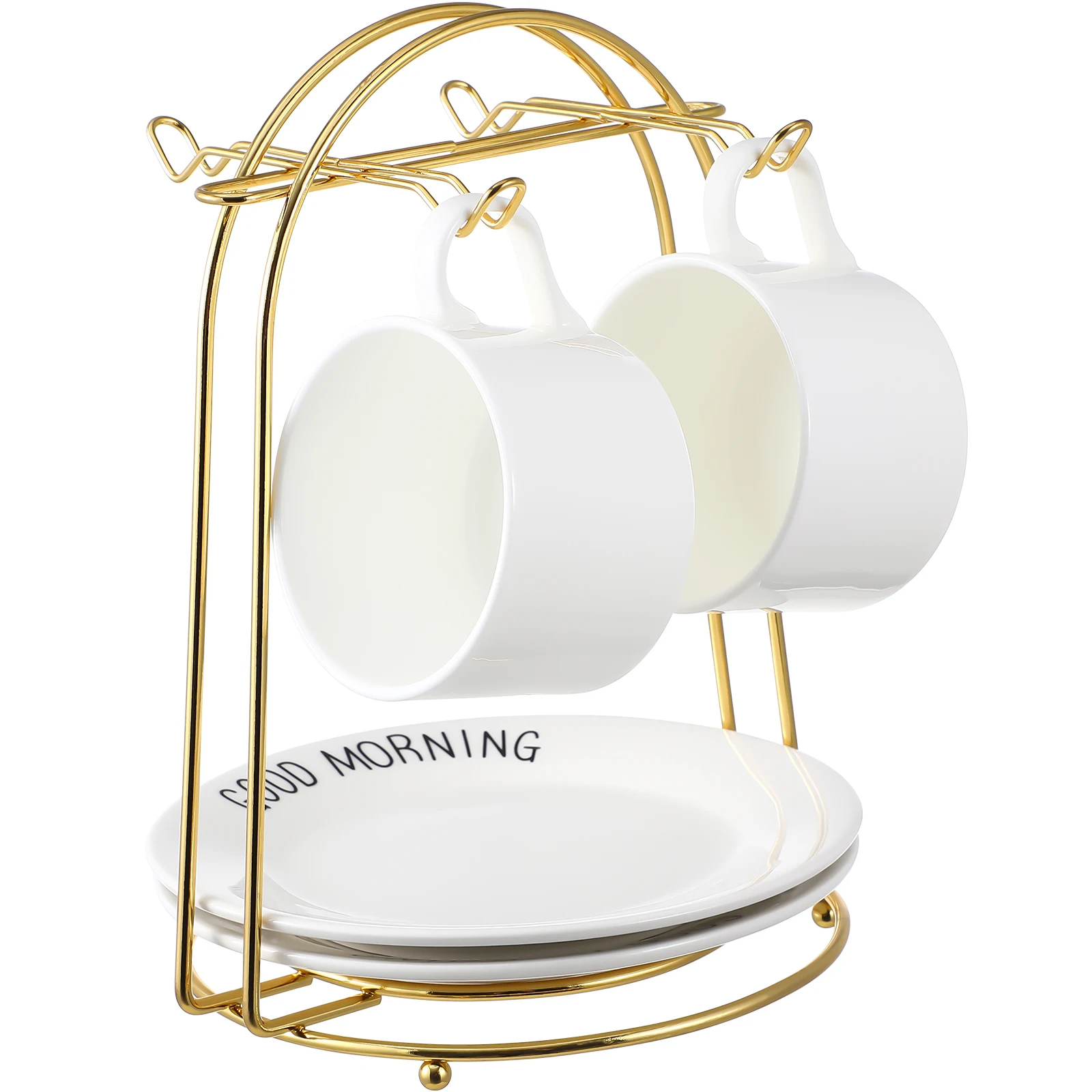 

Drain Cup Holder Mug Drying Rack Tea Cups Wrought Iron Display for Coffee Stand