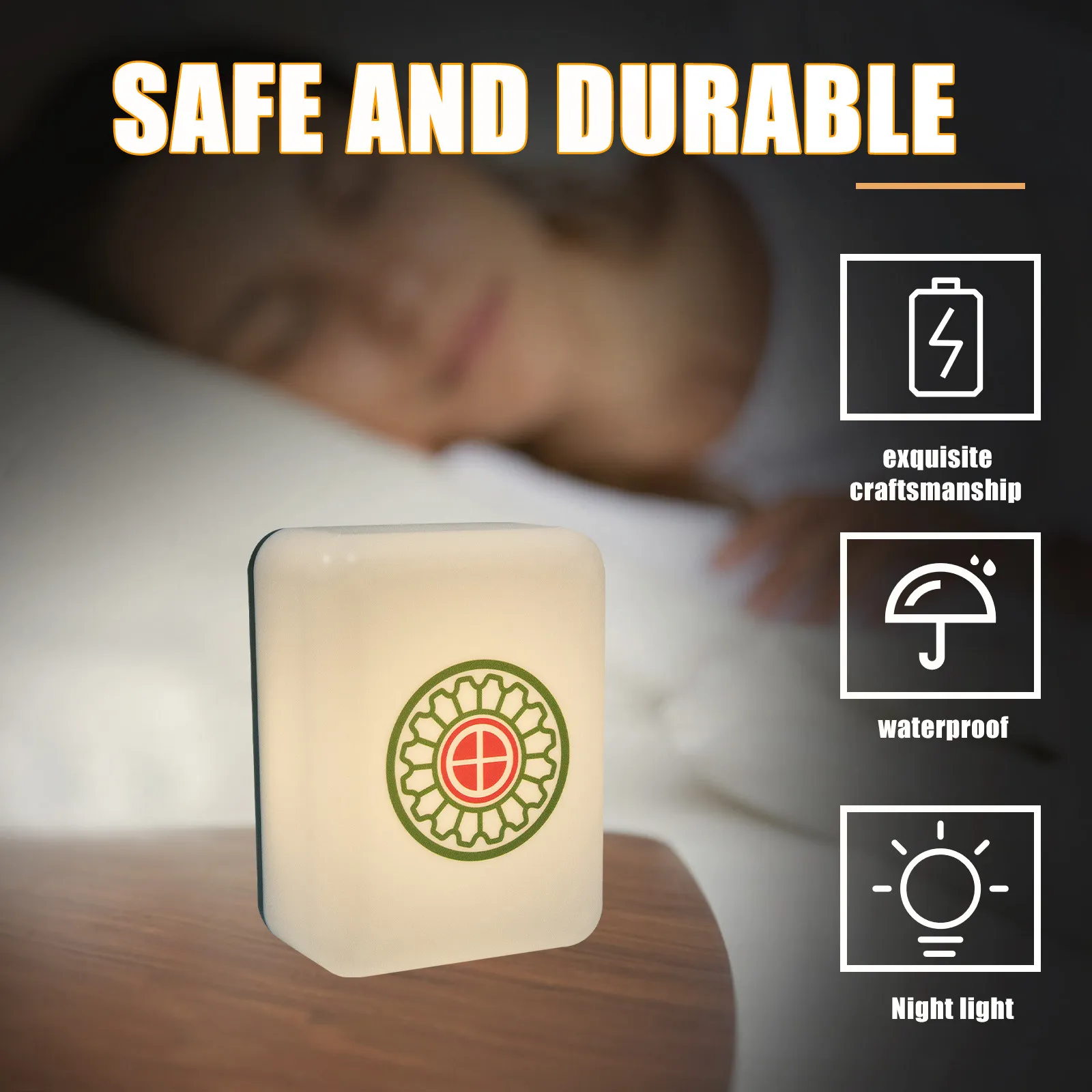 

1Pcs Mahjong Decorative Night Lamp ABS Material LED Desktop Lamp Creative Bedside Light Home Office Study Decorative Lighting