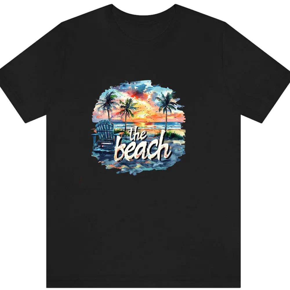Letnie żelazko oceaniczne na plaży letnie Vaction transfer ciepła dtf gotowe do druku naszywki na ubrania