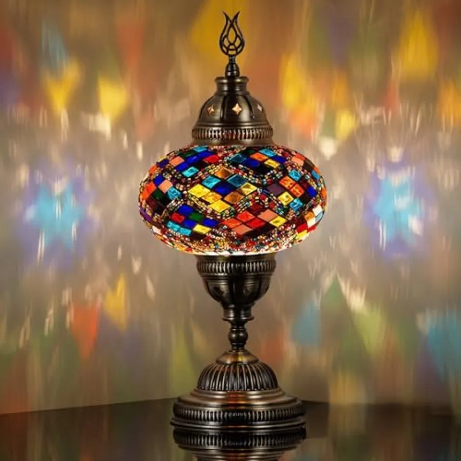 Battery-Operated Turkish Moroccan Mosaic Table Lamp 12