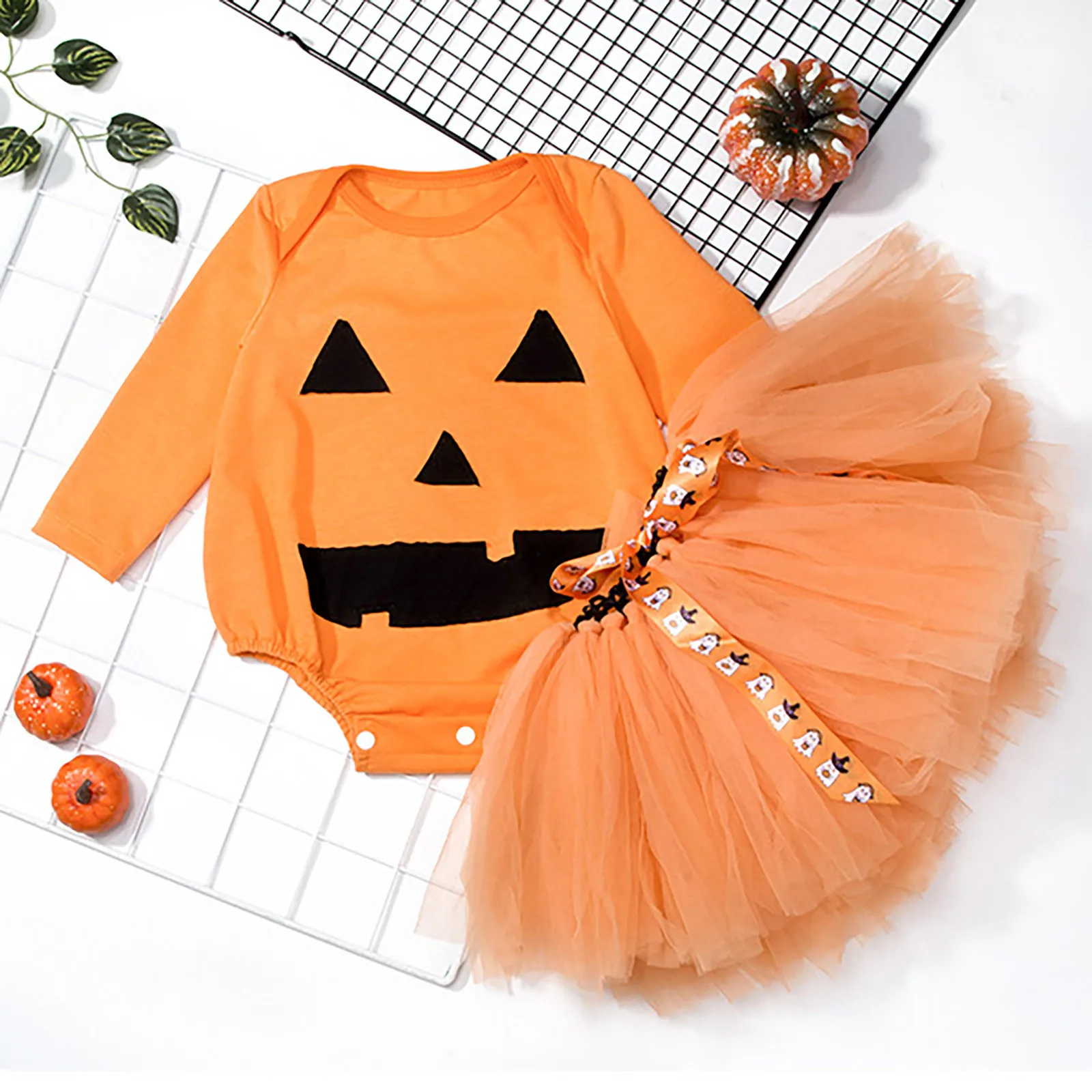 

Baby Girl Dresses Halloween Cartoon Pumpkin Smile Face Dress Children Costume Cosplay Kids Children Party Dress Clothing 0-3Year