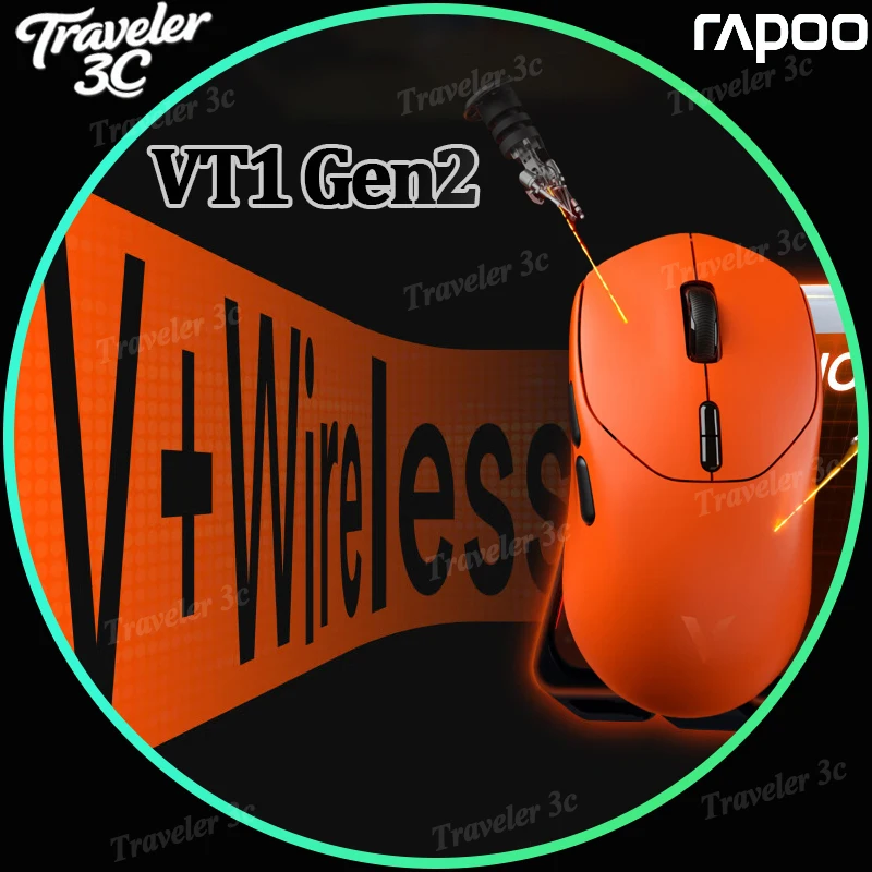 

New Upgrade Rapoo VT1 Gen2 Dual 8K Gaming Mouse Pxiart Sensor PAW3398 Booster Mode V+ Wireless 800MAH Noridic54 8K nano Receiver