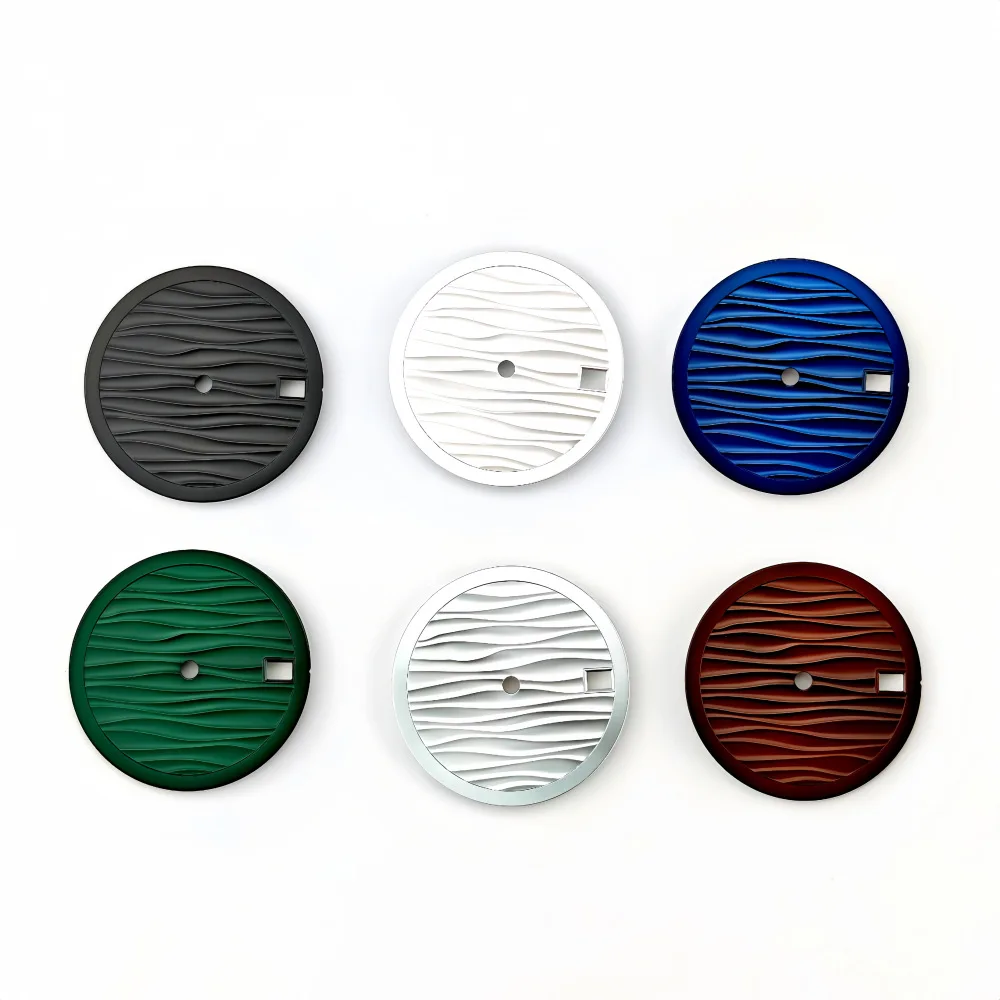 28.5mm DIY Watch Dial Horizontal Wave Pattern Compatible with 2824/2836 Mechanical Movements Supports Custom Personalized Logos